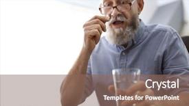  Presentation with workplace health and safety - PPT layouts enhanced with medication management - senior man taking pill background and a  colored foreground