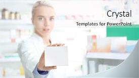  Presentation with medication - Beautiful slide deck featuring medication marketing - female shop assistant with cardboard backdrop and a white colored foreground