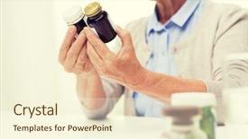  Presentation with home health care - Theme having medication older person - age medicine health care background and a cream colored foreground