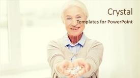  Presentation with home health care - Theme enhanced with medication older person - age medicine health care background and a  colored foreground