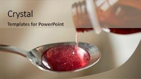  Presentation with medicine syrup - Audience pleasing PPT theme consisting of medication or antipyretic syrup backdrop and a mint green colored foreground
