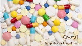  Presentation with tablets - Beautiful slides featuring medication pills - macro shot of multi-colored tablets backdrop and a lemonade colored foreground