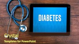  Presentation with diabetes - PPT theme featuring medication poster - tablet and text diabetes background and a tawny brown colored foreground