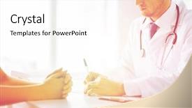  Presentation with doctor taking care of baby - Colorful slides enhanced with medication rx - close up of patient backdrop and a white colored foreground