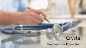  Presentation with stethoscope medication - PPT theme consisting of medication rx - close up of stethoscope background and a light gray colored foreground