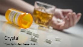  Presentation with drugs alcohol - Presentation design with medication rx - hand laying on ground behind background and a mint green colored foreground