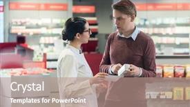  Presentation with prescription - PPT theme consisting of medication rx - handsome young man reading background and a coral colored foreground