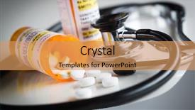  Presentation with information - Colorful slide set enhanced with medication rx - non-proprietary medicine prescription bottles backdrop and a coral colored foreground