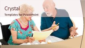  Presentation with dining table - Audience pleasing PPT theme consisting of medication rx - senior couple at the dining backdrop and a lemonade colored foreground