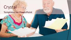  Presentation with feminine medical - Audience pleasing PPT theme consisting of medication rx - senior couple going over their backdrop and a lemonade colored foreground