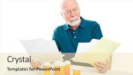  Presentation with depressed - Audience pleasing theme consisting of medication rx - senior man depressed backdrop and a blonde colored foreground