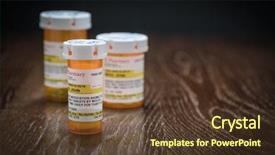  Presentation with medicine - Slide set enhanced with medication rx - variety of non-proprietary prescription medicine background and a tawny brown colored foreground
