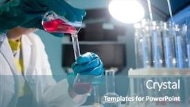  Presentation with flasks - Theme consisting of medication solutions - laboratorian with flasks and tubes background and a  colored foreground