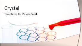  Presentation with laboratory blood test tubes - Presentation theme featuring medication solutions - laboratory test tubes medical glassware background and a white colored foreground