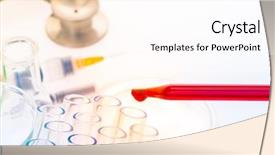  Presentation with test tubes - Presentation design featuring medication solutions - laboratory test tubes medical glassware background and a white colored foreground