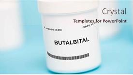  Presentation with tablet capsule - Slide deck consisting of medication-used-for-the-relief background and a sky blue colored foreground