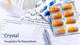  Presentation with medications - Slide deck enhanced with medications pills drug test background and a sky blue colored foreground