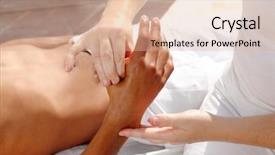  Presentation with massage therapy - Presentation theme featuring medicin alternativ - digital pressure hands reflexology massage background and a lemonade colored foreground
