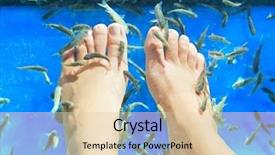  Presentation with blue spa - Slide set with medicin alternativ - fish spa pedicure rufa garra background and a lemonade colored foreground