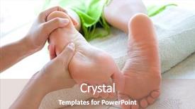  Presentation with reflexology foot massage spa foot - Amazing presentation theme having medicin alternativ - woman having foot reflexology backdrop and a coral colored foreground