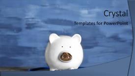  Presentation with piggy bank - Presentation theme featuring medicina preventiva - cute piggy bank with stethoscope background and a teal colored foreground