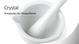  Presentation with mortar and pestle - Amazing PPT theme having medicinal grinder - mortar and pestle isolated backdrop and a white colored foreground