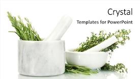  Presentation with white green - Presentation theme featuring medicinal grinder - mortars with fresh green thyme background and a white colored foreground