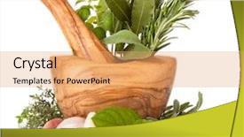  Presentation with mortar - Presentation theme featuring medicinal grinder - wooden mortar filled with fresh background and a yellow colored foreground