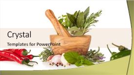  Presentation with mortar - Amazing PPT theme having medicinal grinder - wooden mortar filled with fresh backdrop and a yellow colored foreground