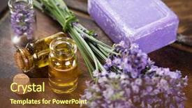  Presentation with lavender flowers - Beautiful slide deck featuring wellness treatments with lavender flowers on wooden table spa still-life backdrop and a tawny brown colored foreground