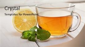  Presentation with cup of lemon tea - Slide deck featuring medicinal material - cup of tea mint background and a  colored foreground