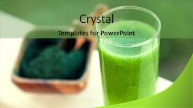  Presentation with spirulina - Amazing theme having medicinal material - green smoothie with spirulina backdrop and a seafoam green colored foreground
