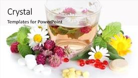  Presentation with herbal - Slides enhanced with heat recovery - herbal tea and pills isolated background and a white colored foreground