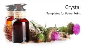  Presentation with thistle - Slide set consisting of medicine bottles with thistle flowers background and a white colored foreground