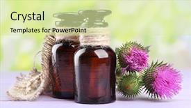  Presentation with thistle - PPT theme enhanced with medicine bottles with thistle flowers background and a soft green colored foreground