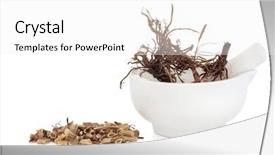  Presentation with root - Colorful slide deck enhanced with medicin plants - valerian herb root backdrop and a white colored foreground