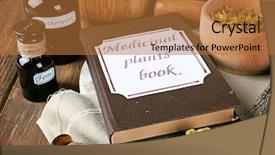  Presentation with herbs - Slide set consisting of medicinal plants book with dried background and a red colored foreground