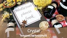  Presentation with herbs - Slides having medicinal plants book with dried background and a coral colored foreground