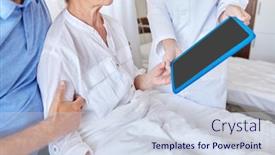  Presentation with senior care - Slide deck enhanced with medicine-age-health-care background and a sky blue colored foreground