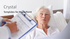  Presentation with senior care - Presentation featuring visiting senior woman at hospital background and a white colored foreground