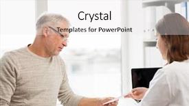  Presentation with health-care - PPT layouts enhanced with medicine age health care and people concept - senior man and doctor with prescription meeting in medical office at hospital background and a white colored foreground