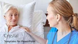  Presentation with health-care - Colorful presentation design enhanced with medicine-age-support-health-care backdrop and a light blue colored foreground