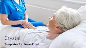  Presentation with nurse care - Cool new presentation theme with medicine-age-support-health-care backdrop and a sky blue colored foreground
