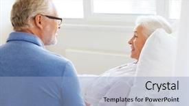  Presentation with senior care - Slides having visiting and cheering his woman background and a light blue colored foreground