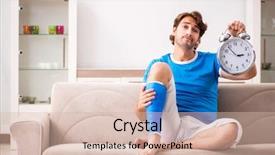  Presentation with young - Beautiful presentation featuring medicine alarm - leg injured young man backdrop and a soft green colored foreground