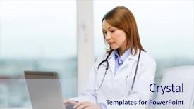  Presentation with busy doctor - Cool new PPT theme with medicine and healthcare concept - busy backdrop and a  colored foreground