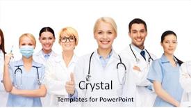  Presentation with modern medicine cardiology concept mixed - Beautiful presentation design featuring medicine and healthcare concept - team backdrop and a sky blue colored foreground