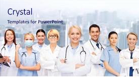  Presentation with team group - PPT theme consisting of medicine and healthcare concept - team background and a sky blue colored foreground
