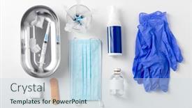  Presentation with hospital mask - Presentation with medicine-and-healthcare-concept-close background and a sky blue colored foreground