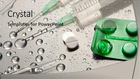  Presentation with syringe - PPT theme enhanced with medicine and syringes health equipment background and a soft green colored foreground